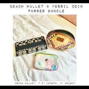 Coach wallet bundle with Fossil coin purses